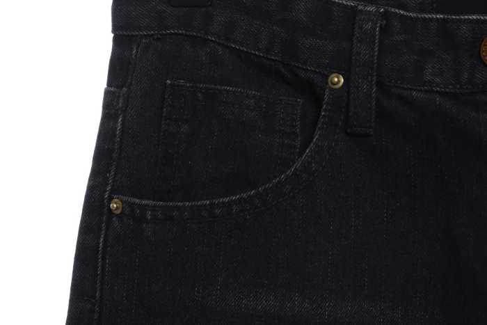 FOG Season 5 Washed Old Black Splashed Ink Slim Fit Small Feet Zipper Jeans