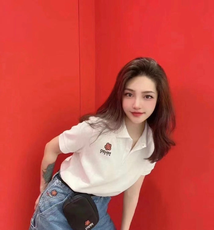 kenzo crabapple flower embroidery POLO short sleeves