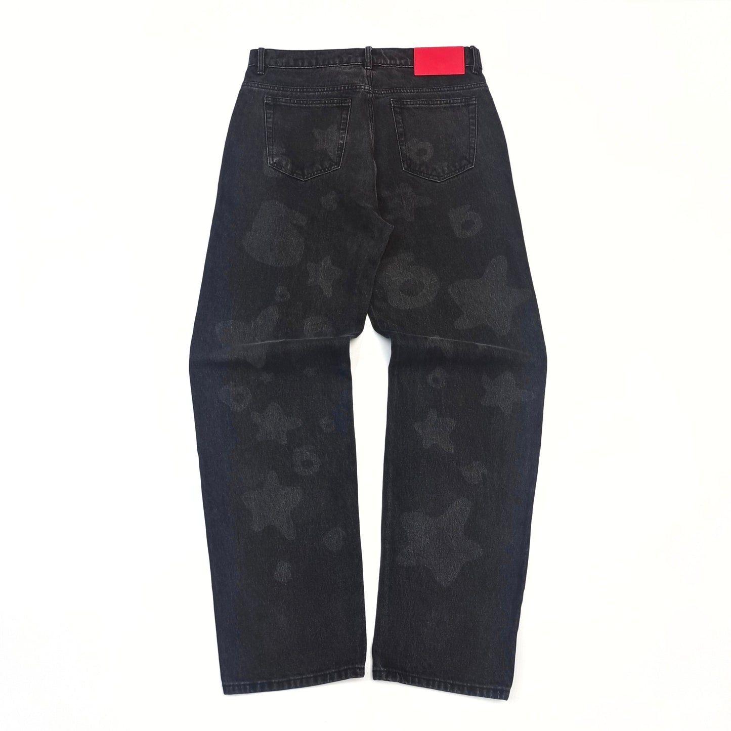 1:1 Dark patterned big star washed denim jeans