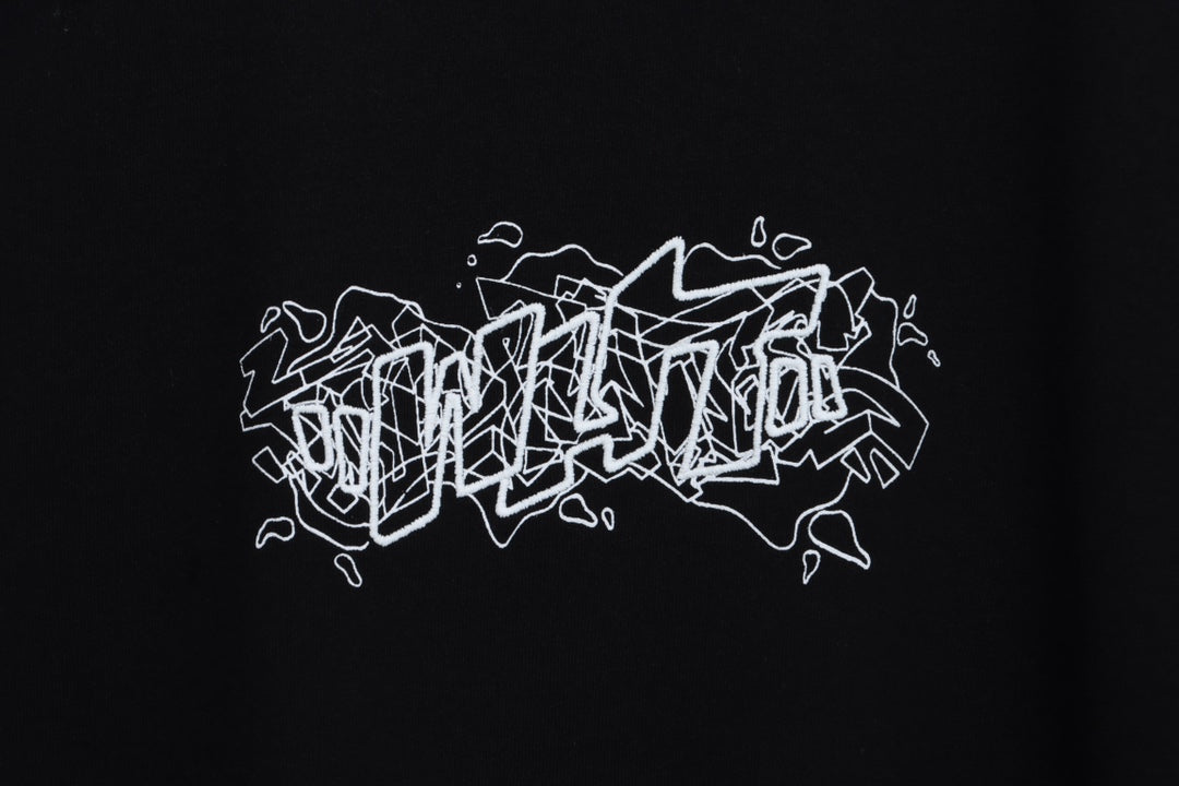 OW embroidery flocking print pattern short sleeve