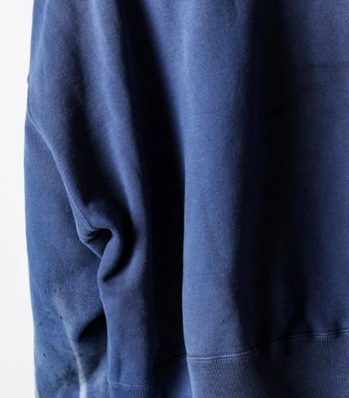 SAINT Mich@el FW24 vintage distressed angel graphic with letter print heavy-duty ribbed crewneck long-sleeve sweatshirt