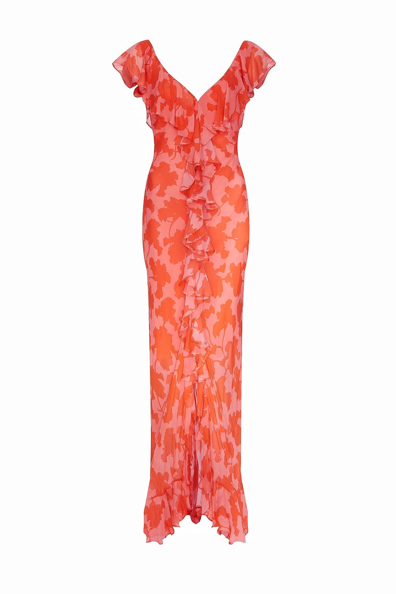 Sunlight Lotus|Chiffon Ruffle Maxi Dress