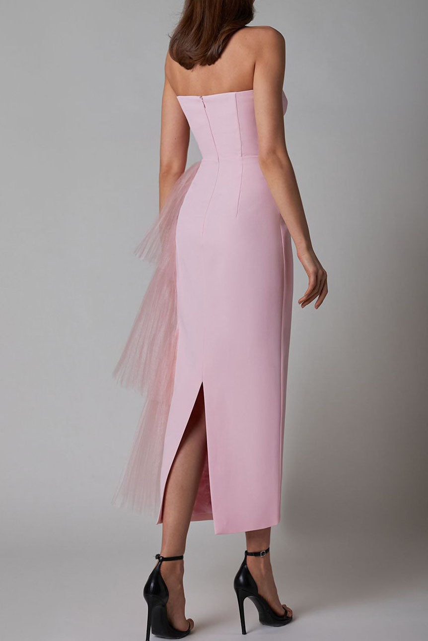 Niche French Bodycon Strapless Evening Maxi Dress