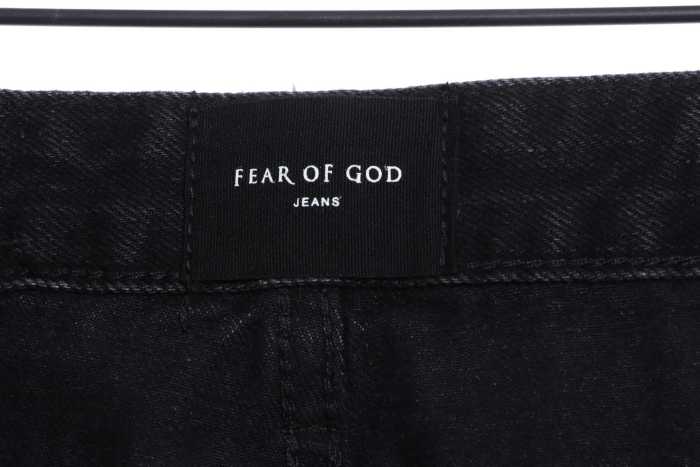 FOG Season 5 Washed Old Black Splashed Ink Slim Fit Small Feet Zipper Jeans