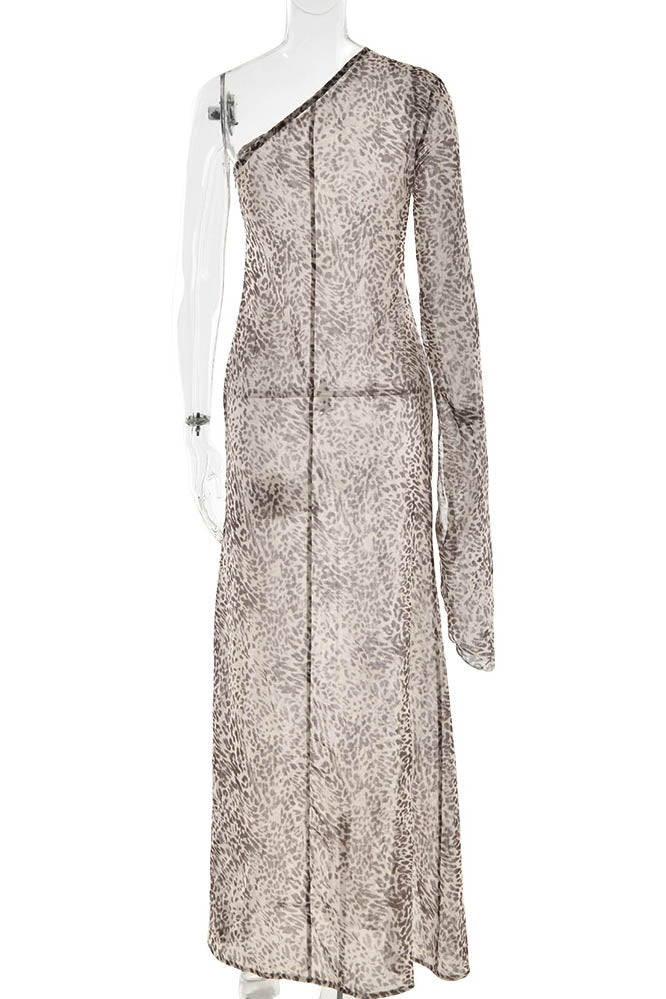 Leopard Mirage One-Shoulder Dress