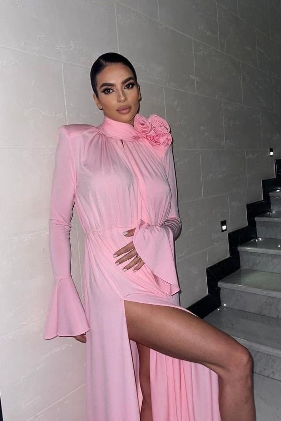 Luxury Vintage Cut-Out Deep V Halter 3D Floral Maxi Dress