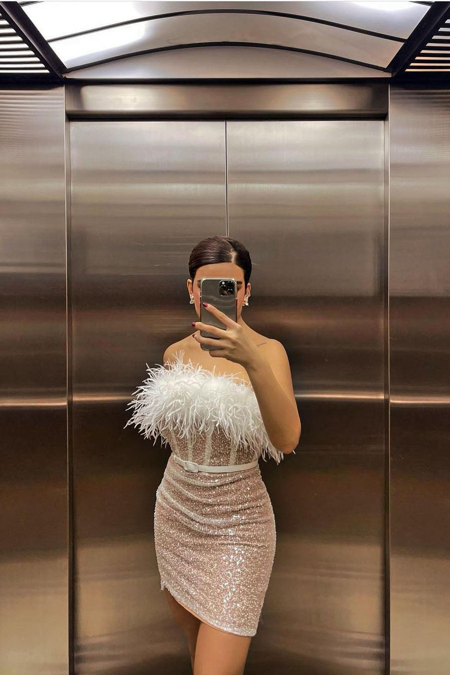 Sequin Feather Bodycon Dress