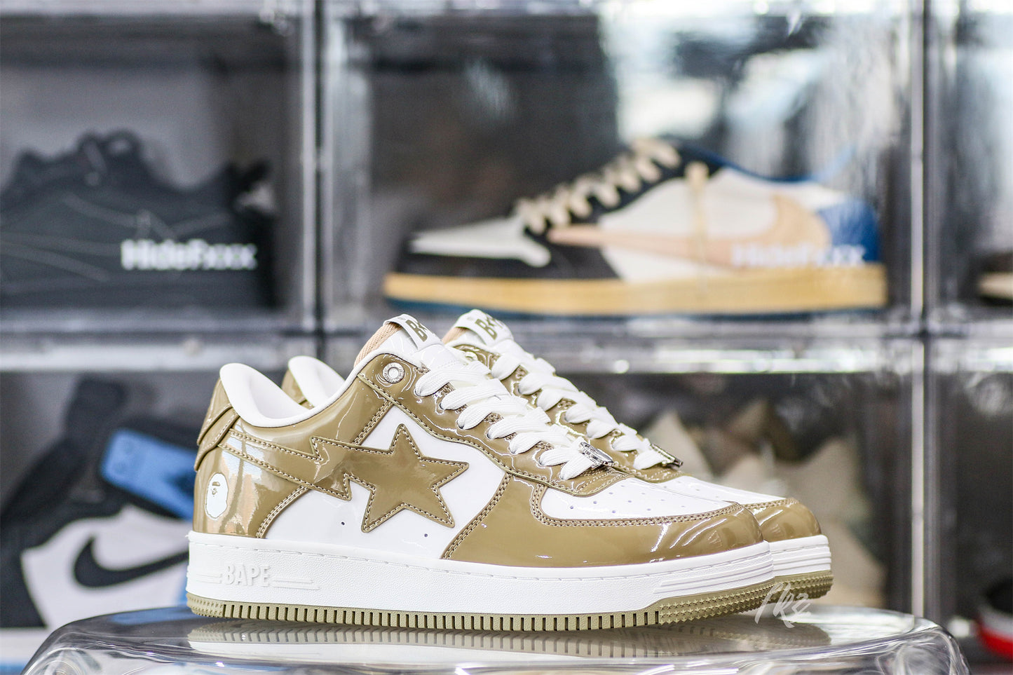 A Bathing Ape Bape Sta Patent Leather White Khaki (2023)