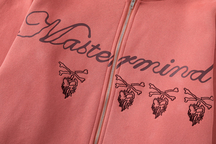 Travis Scott Cactus Jack xMMJ Skull Zip Up Mauve Hoodie