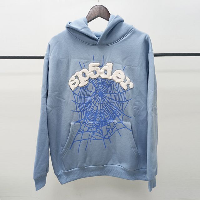 Baby blue rhinestone logo hoodie pant tracksuit
