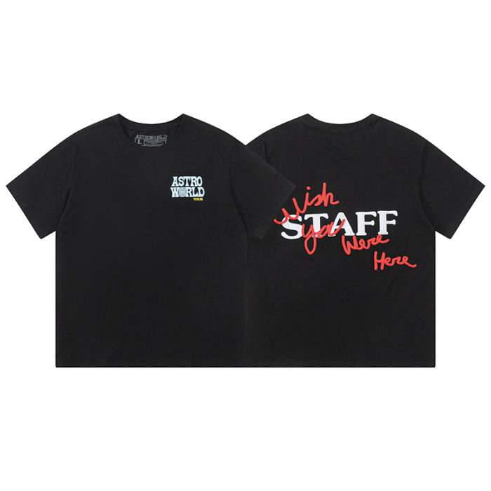 Travis Scott Cactus Jack Astroworld Staff head printing short sleeves