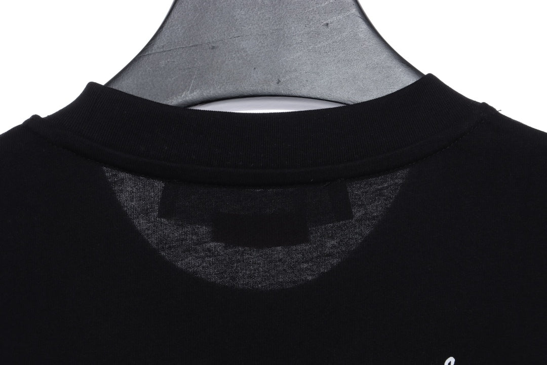 OW embroidery flocking print pattern short sleeve