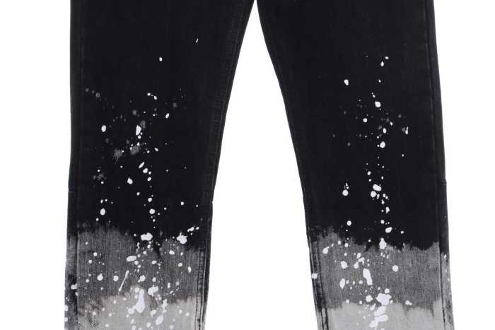 FOG Season 5 Washed Old Black Splashed Ink Slim Fit Small Feet Zipper Jeans