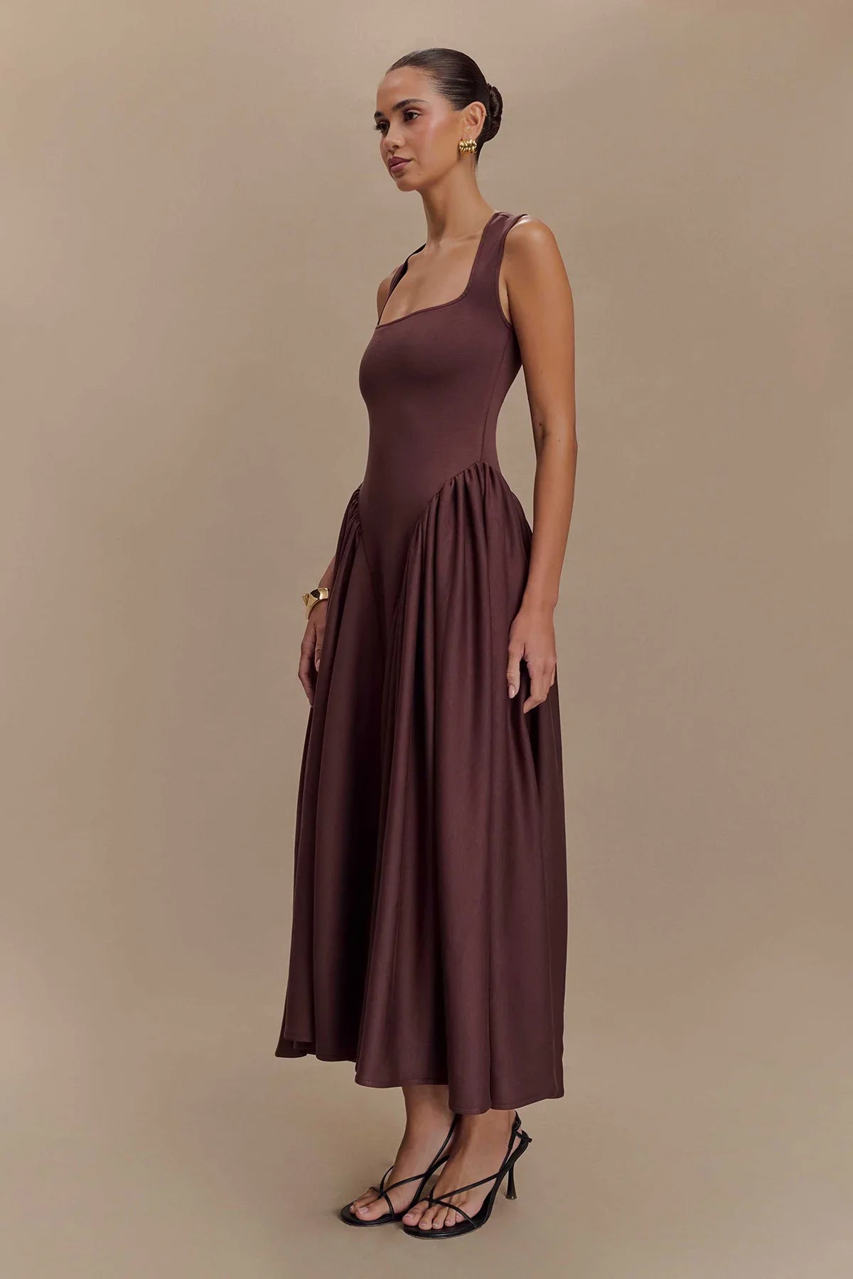 SHARON Midi Dress - Cacao Brown