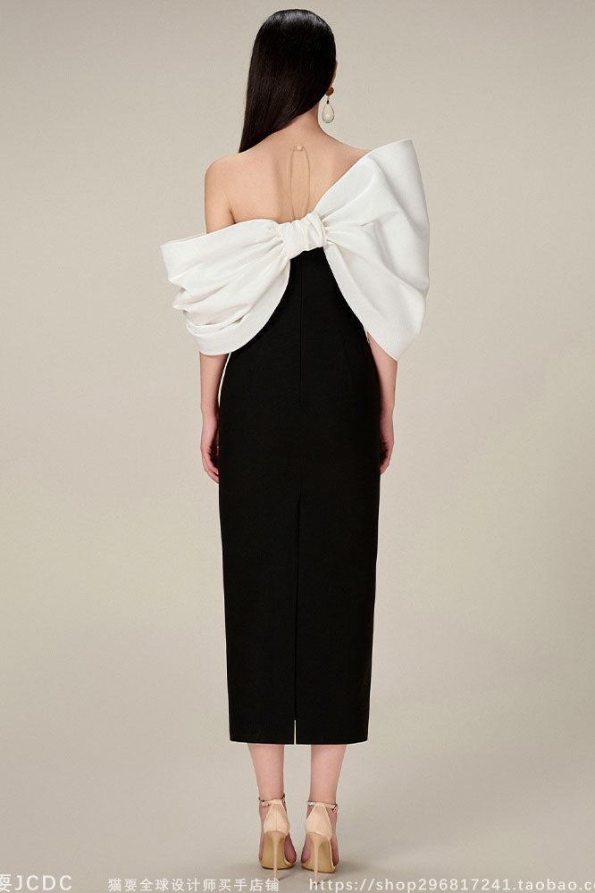 Oversized Bow Hepburn Dress