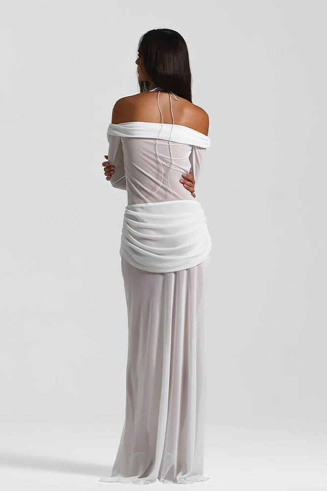 Moonlit Grace Off-Shoulder Dress