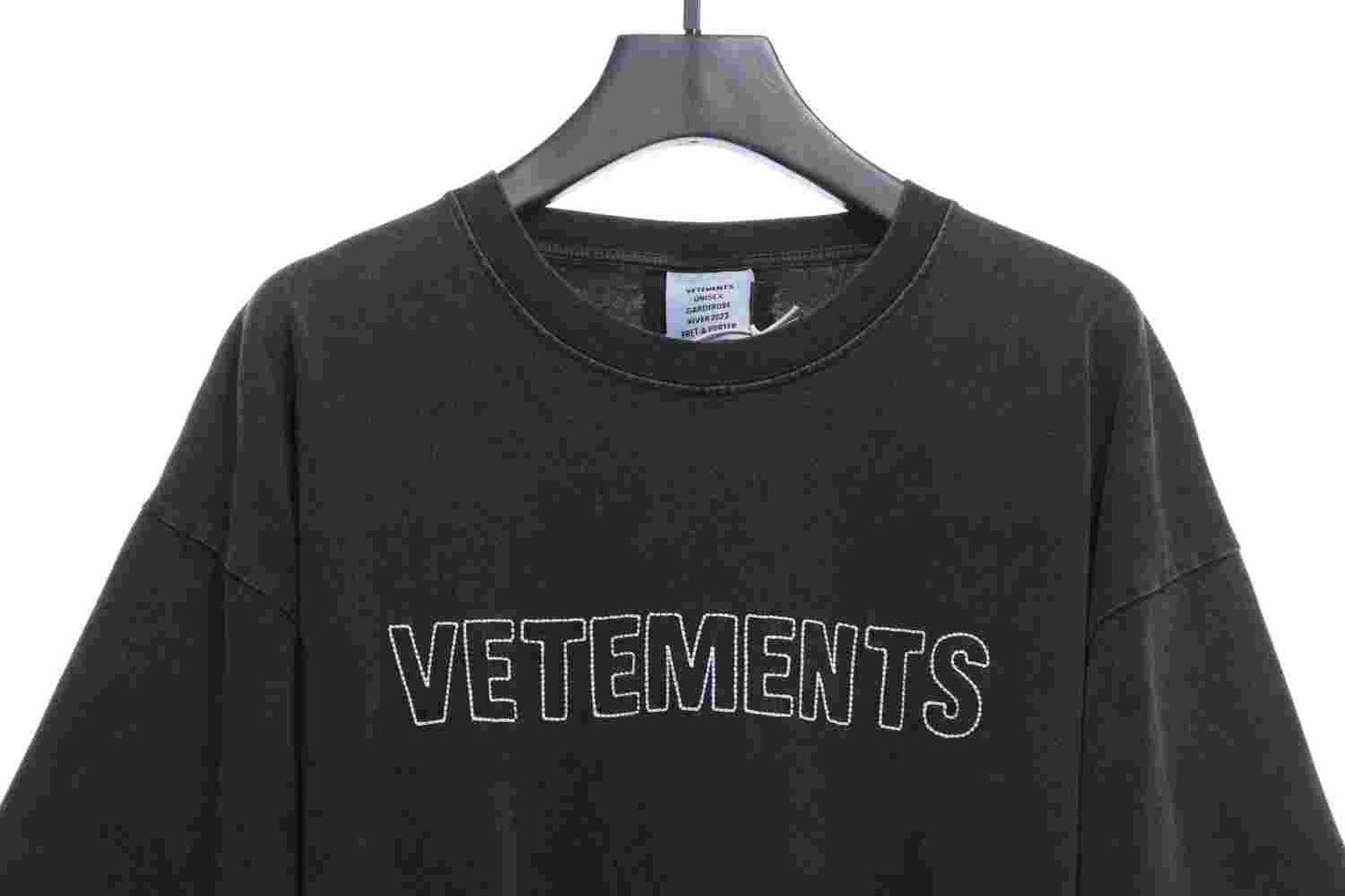 Vetements 23SS Washed Letter Embroidered Short Sleeve T-Shirt