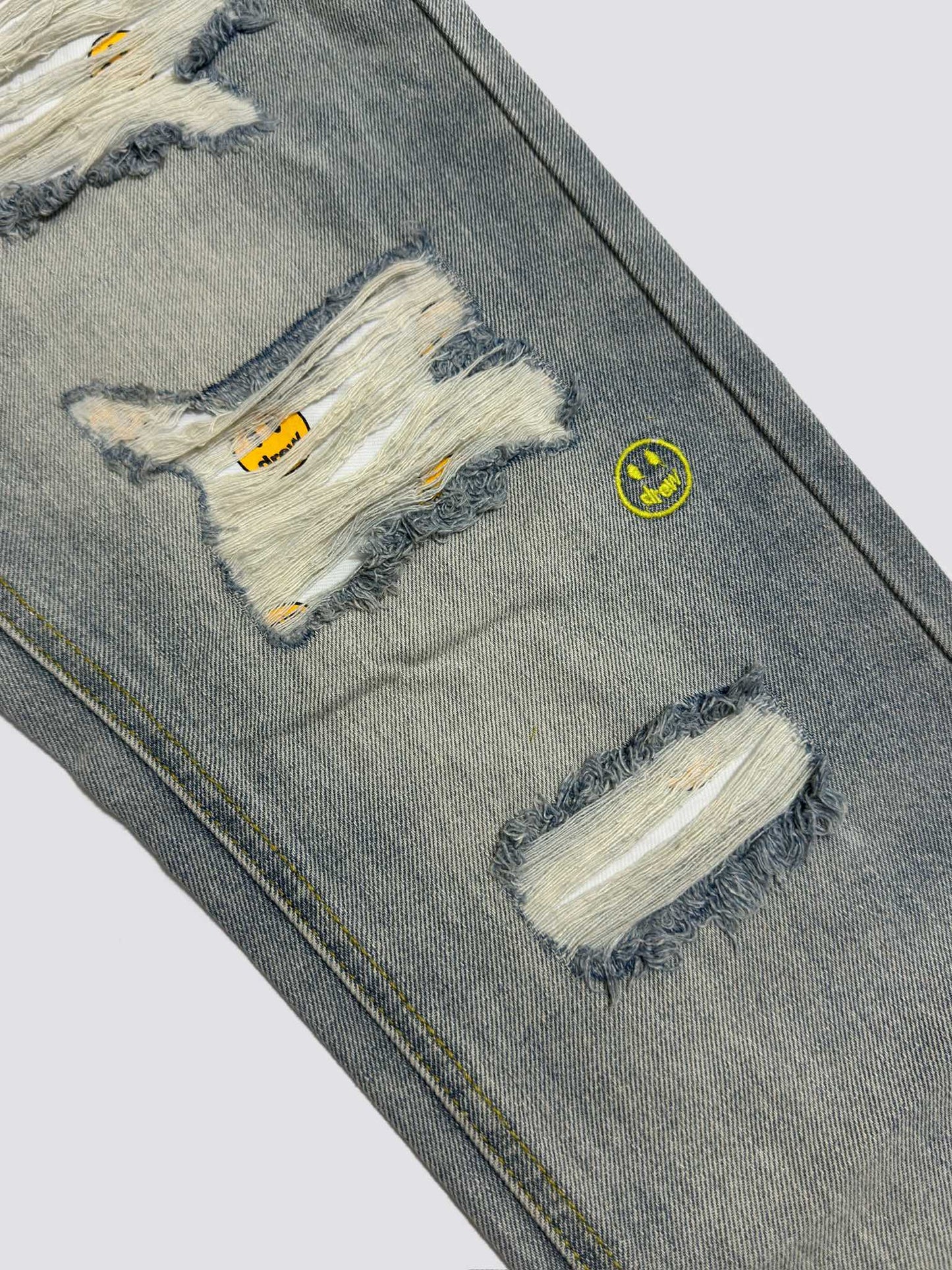 Drew House Smiley Face Jeans With Holes