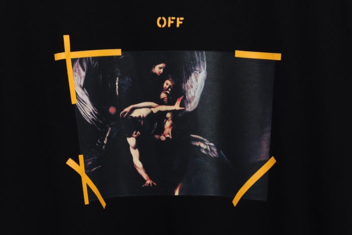 OW angel wings Notre Dame religious oil painting short sleeves