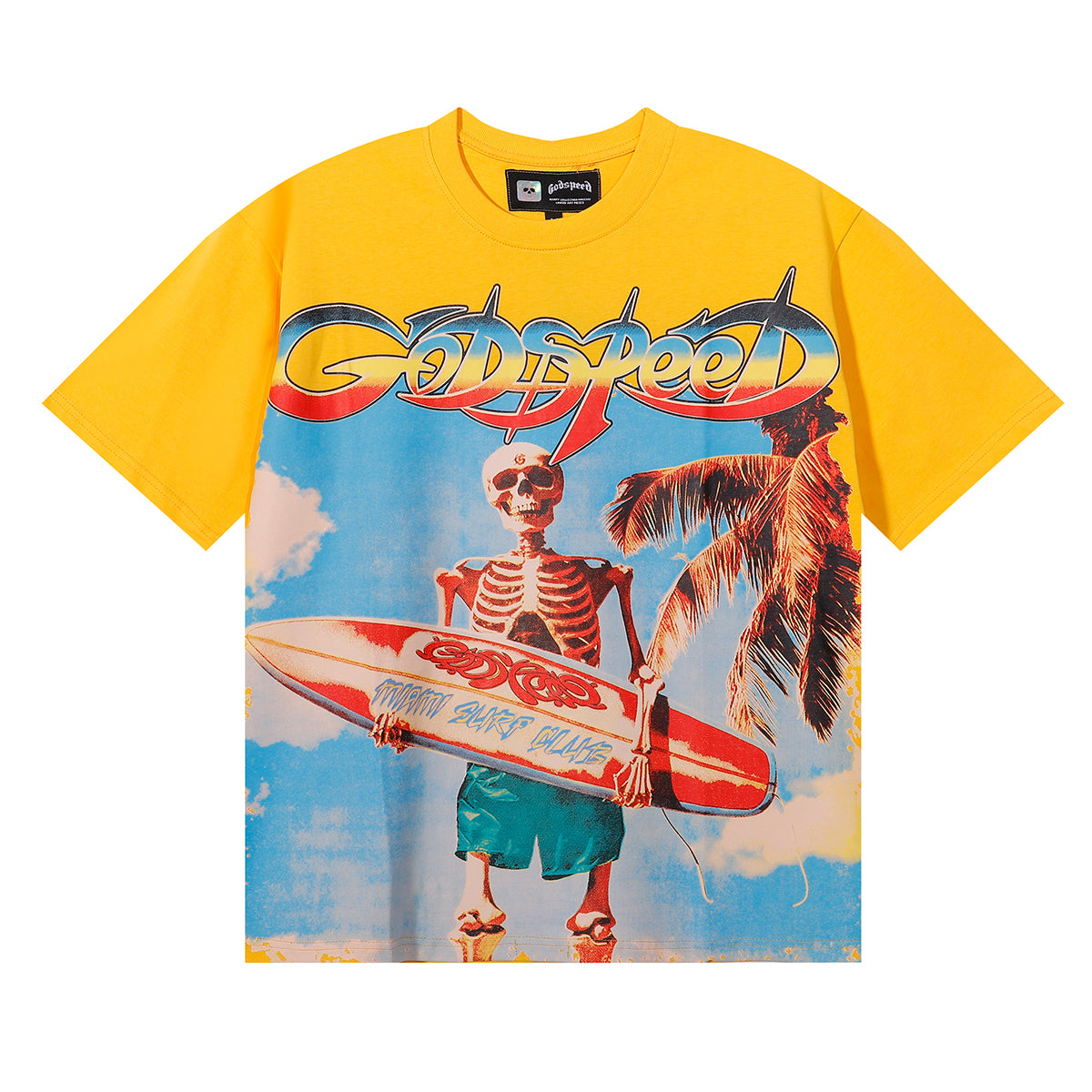 new arrival Beach Skull Surfboard Print cotton tee