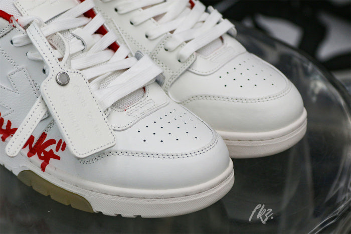 OFF-WHITE White & Red Out of Office 'OOO' sneakers