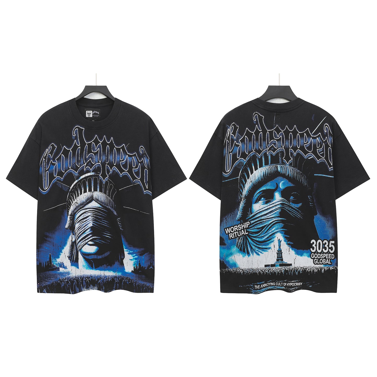 New arrivalMasked statue graffiti cotton tee