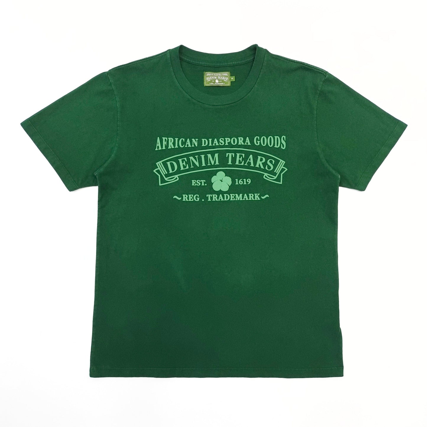 1:1 Green printed floral and cotton t-shirt