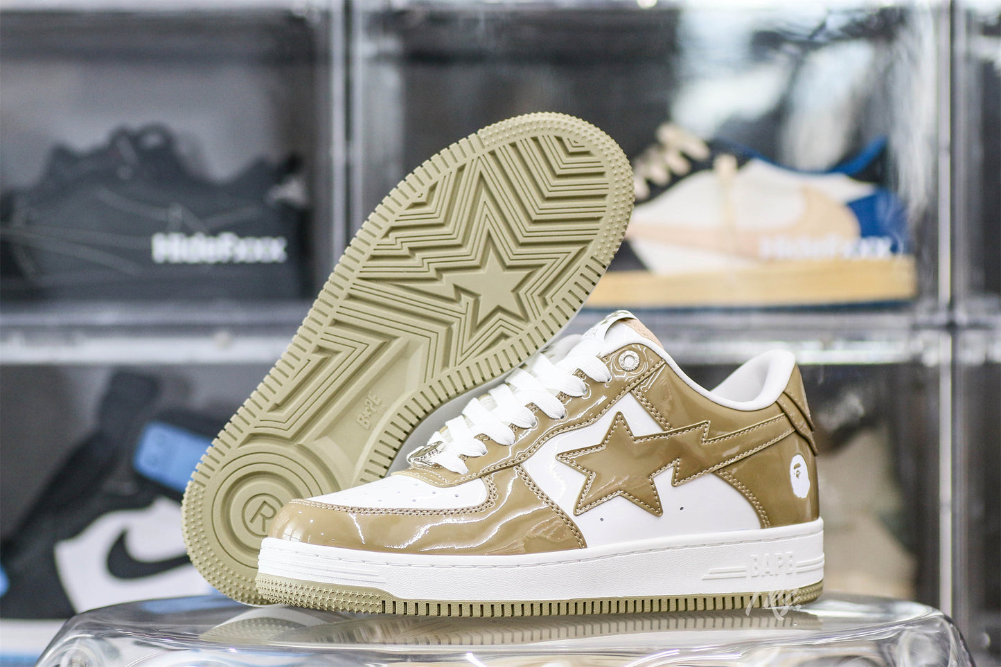 A Bathing Ape Bape Sta Patent Leather White Khaki (2023)
