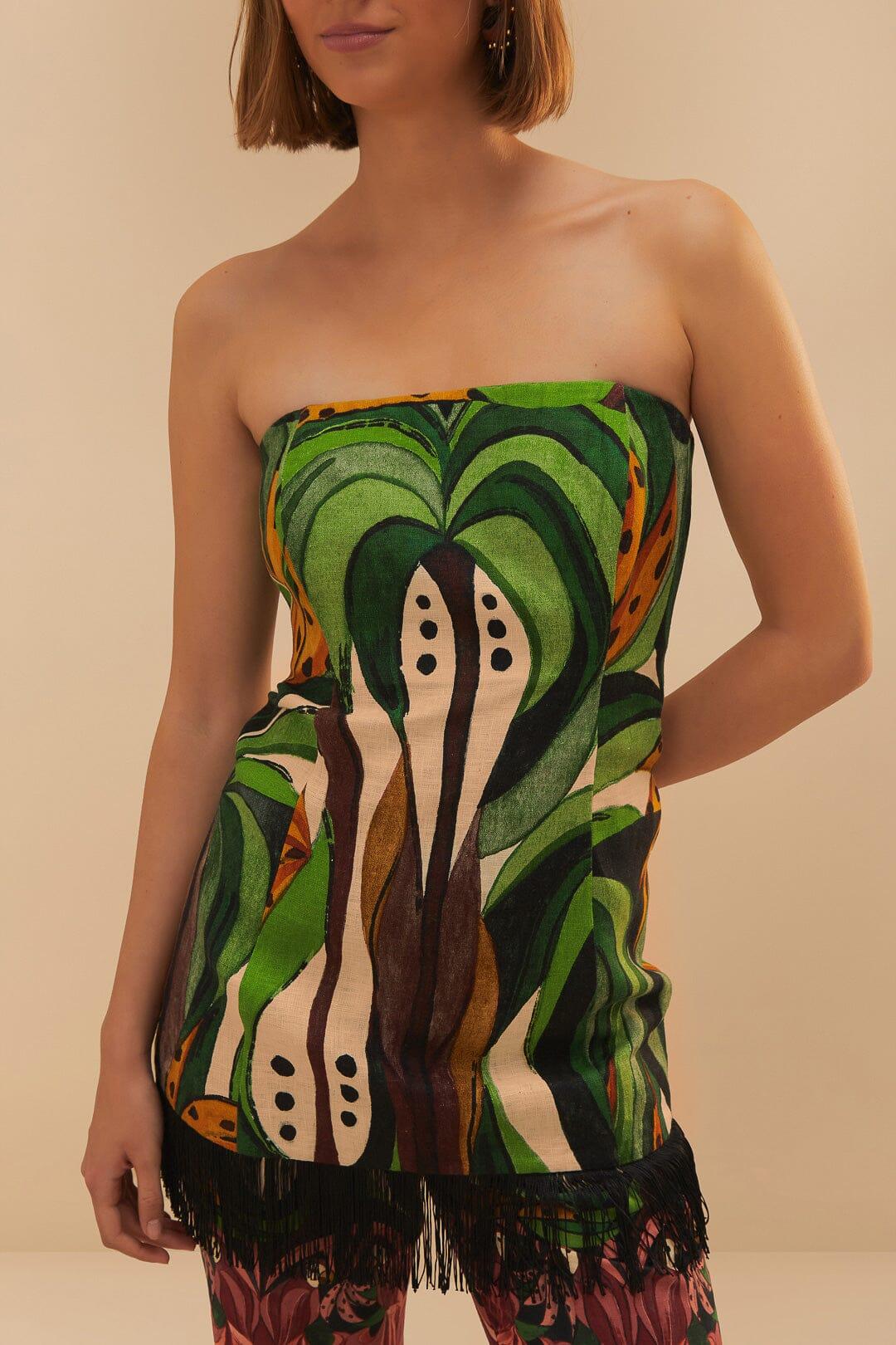 Green Coconut Tree Flow Mini Dress