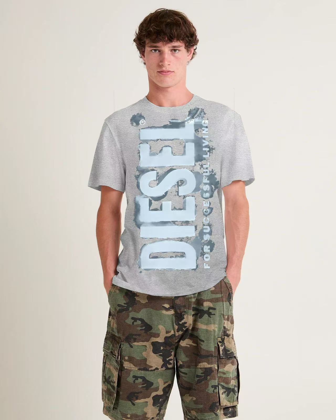 new releasing Fashion Art Blue Gradient Color Printing T-shirt