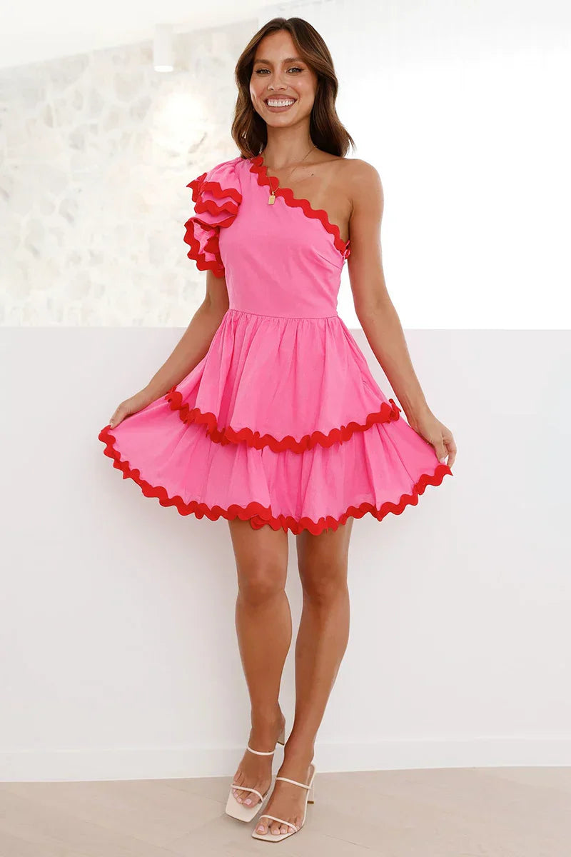Daisuke Mini Dress - Pink / Red
