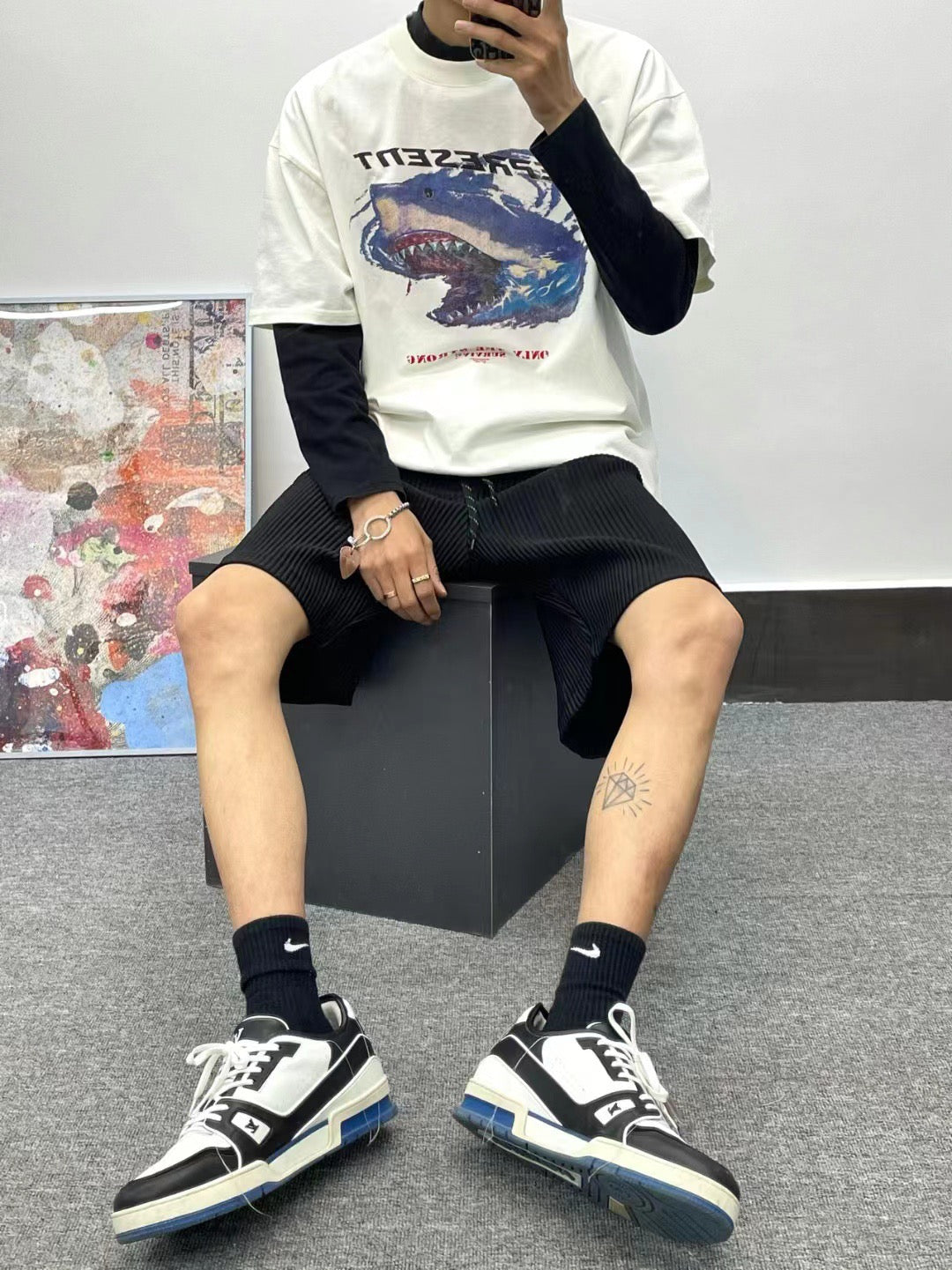 Represent Shark Distressed Wash Short Sleeves