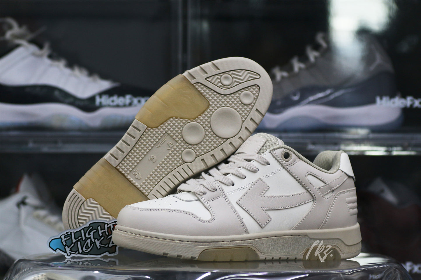 Off-White White & Beige 'Out Of Office' Sneakers
