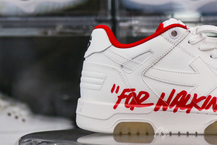 OFF-WHITE White & Red Out of Office 'OOO' sneakers