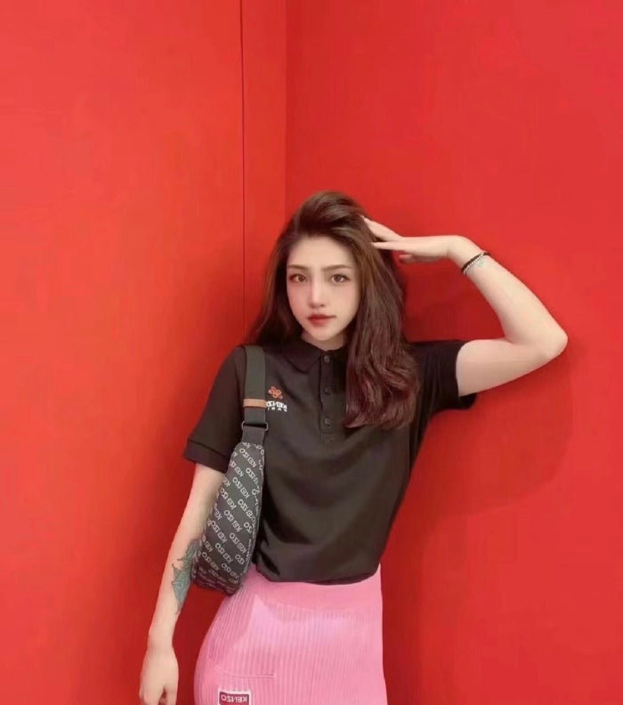 kenzo crabapple flower embroidery POLO short sleeves