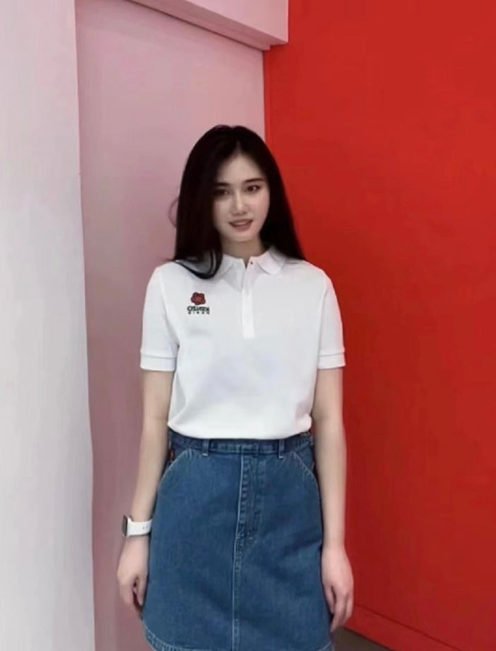 kenzo crabapple flower embroidery POLO short sleeves