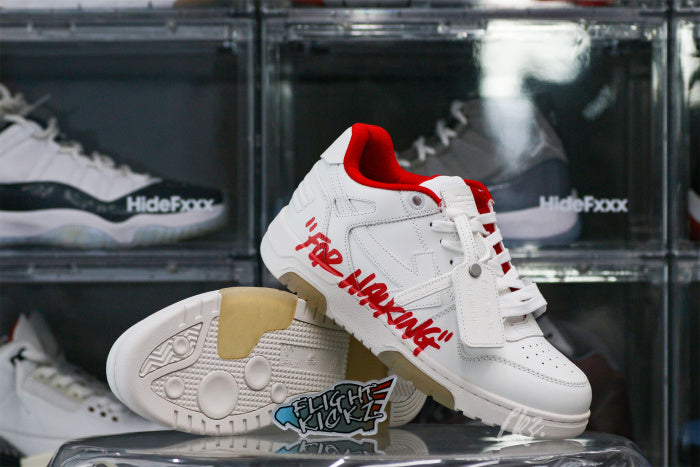 OFF-WHITE White & Red Out of Office 'OOO' sneakers