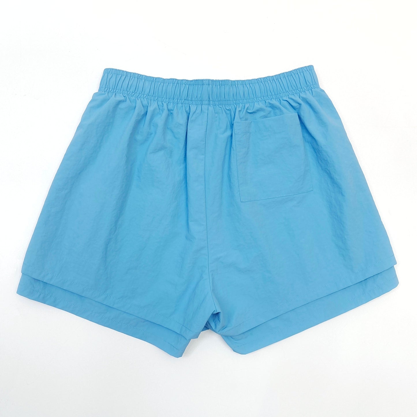 New arrival orange letters on sky blue shorts