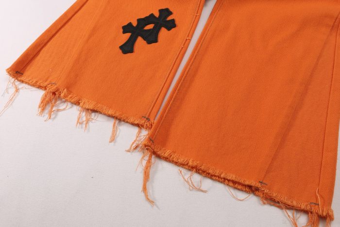 Chrome Hearts Black Crosses Orange Pants