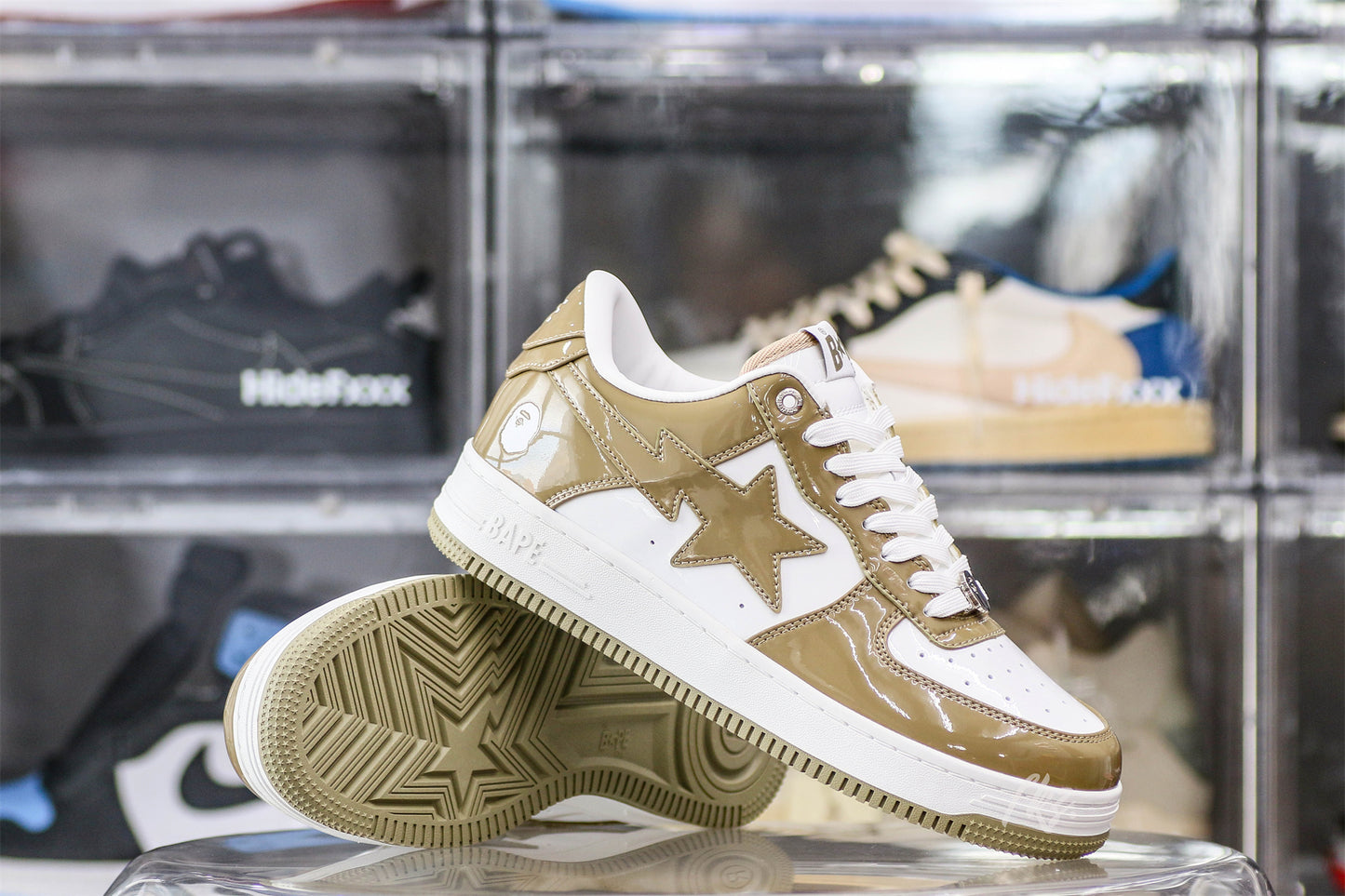 A Bathing Ape Bape Sta Patent Leather White Khaki (2023)