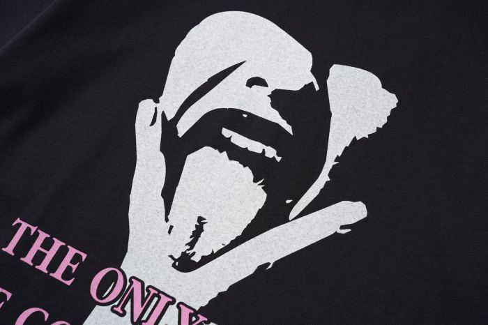 RHUDE Retro Slogan Portrait Print Short Sleeve T-Shirt Black