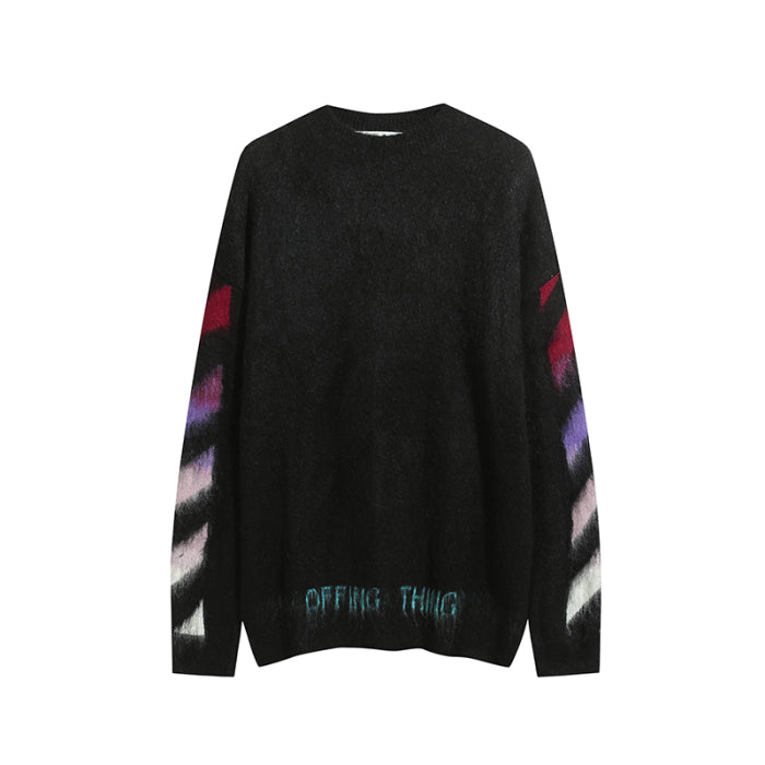Off White black and red color-block long-sleeve sweater
