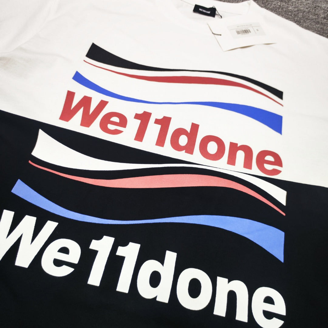 WE11D0NETRACK Sea wave with three stripes T-Shirt