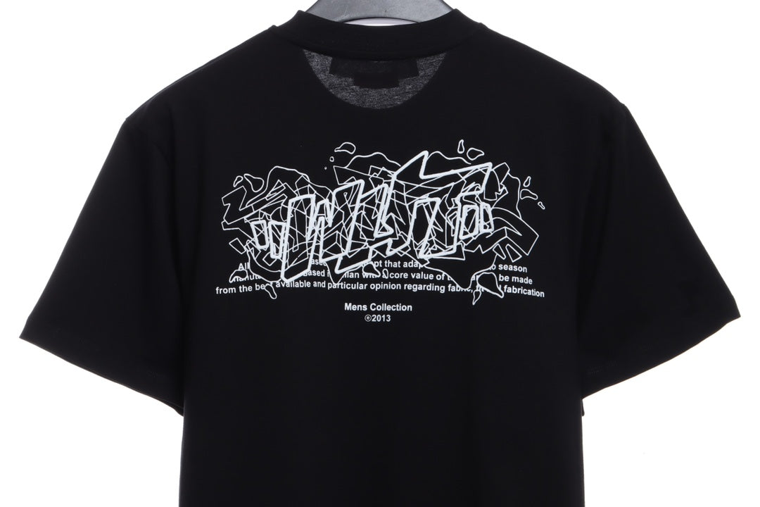 OW embroidery flocking print pattern short sleeve