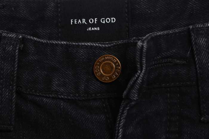 FOG Season 5 Washed Old Black Splashed Ink Slim Fit Small Feet Zipper Jeans