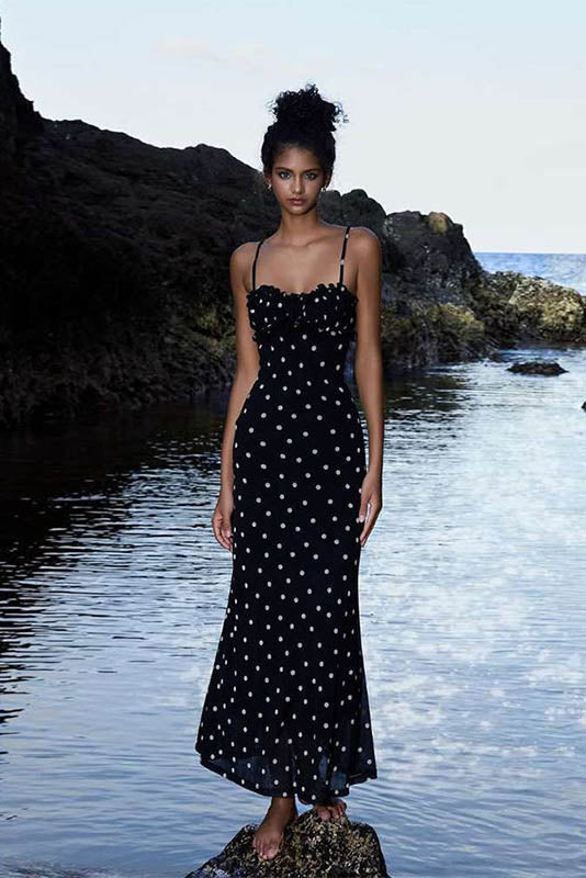 Moonlit Polka Dot Maxi Dress