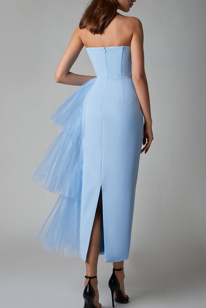 Niche French Bodycon Strapless Evening Maxi Dress