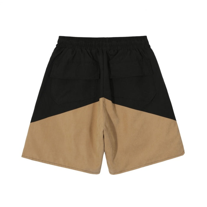 RHUDE vintage logo print two-tone drawstring shorts