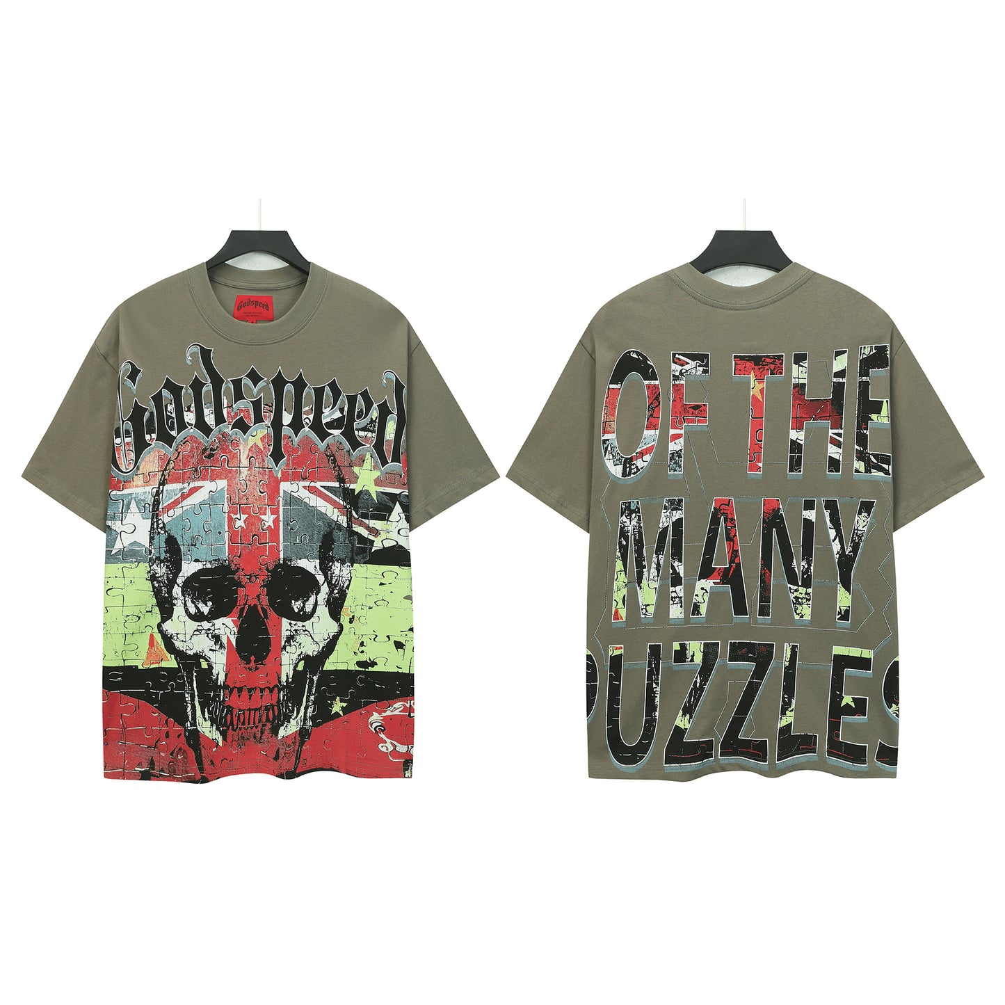New arrival flag graffiti puzzle cotton tee