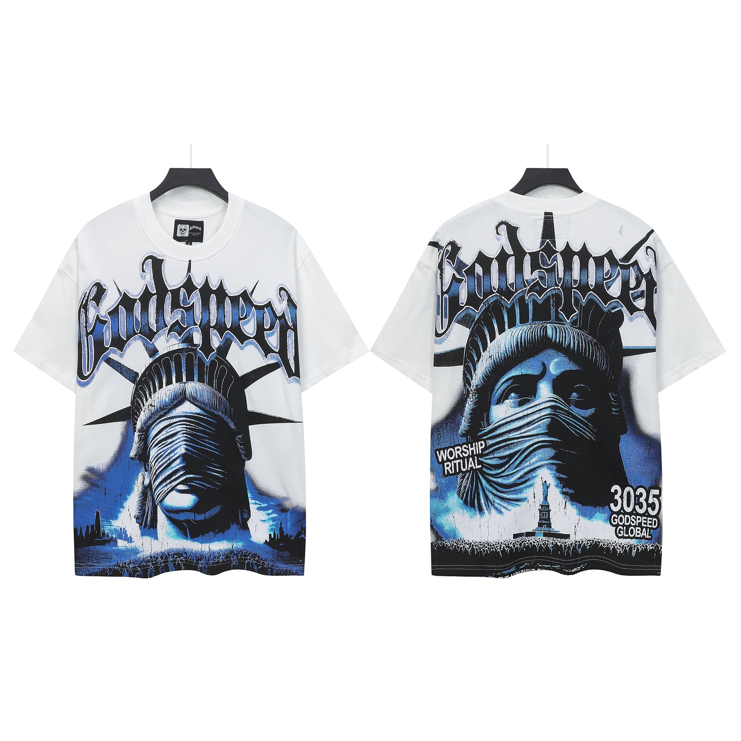 New arrivalMasked statue graffiti cotton tee